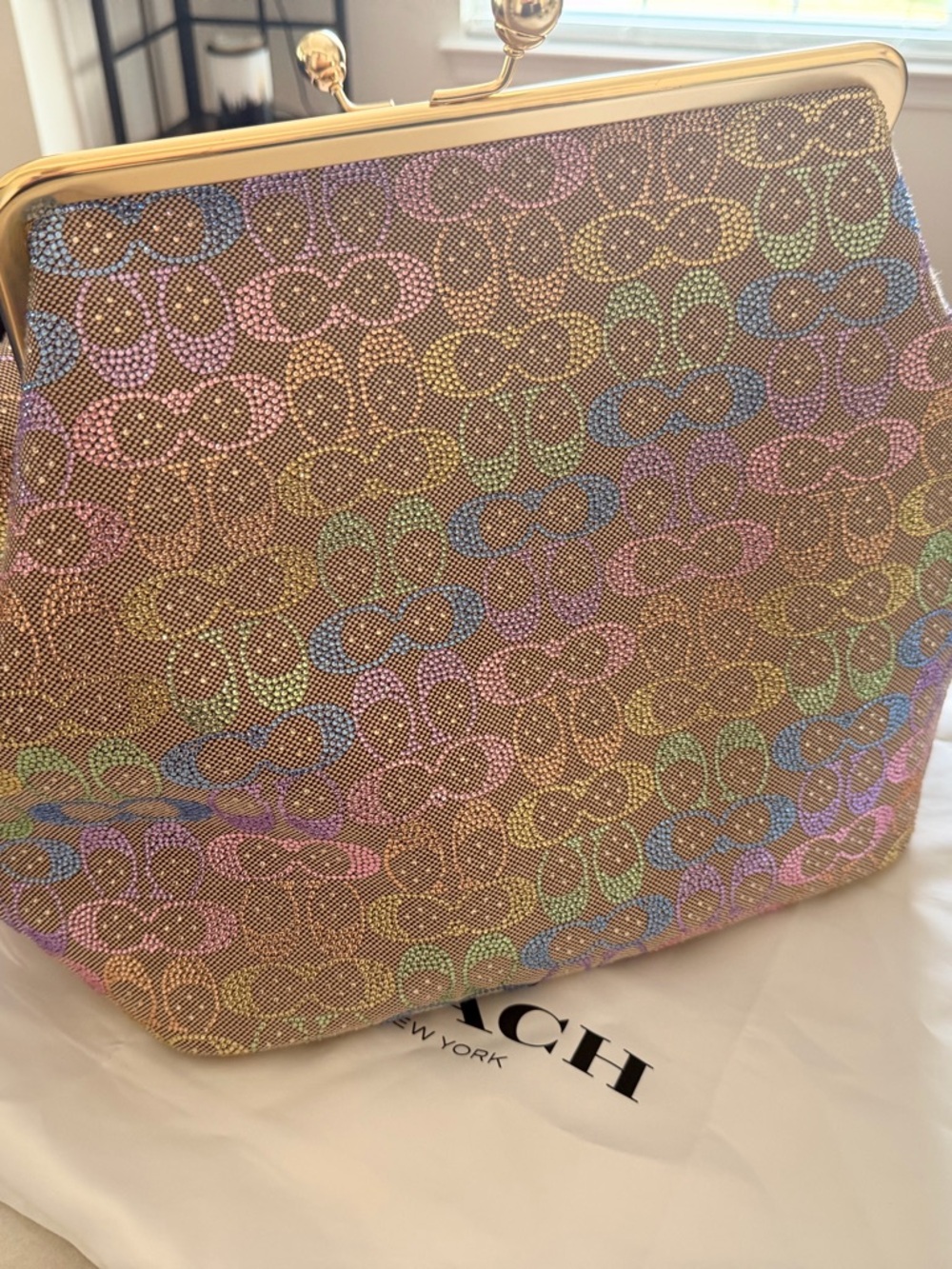 RARE Coach Large Crystal Rainbow Kisslock bag -worn only 3 hours
